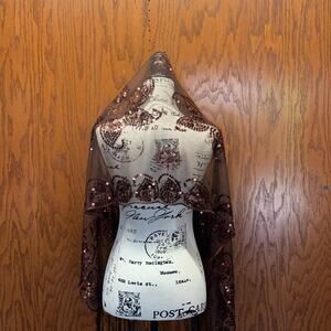 Mantilla Veil Chalina Wrap Sequin Brown